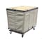 Steele Canvas Basket 12 BU Permanent Truck Natural Canvas w/Grey Vinyl - 3in Casters - Lockable Wood Cover - Lock Rod 92LW12CNATVGRYW3-LR - alternate 1